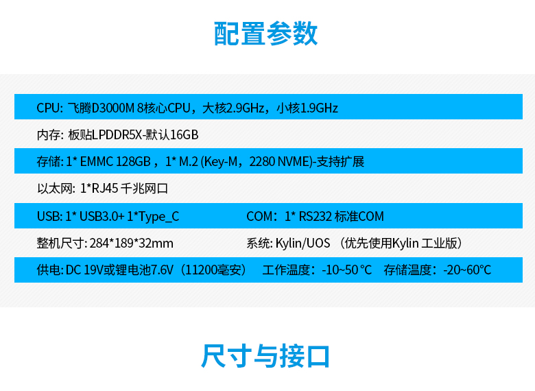 飛騰D3000M加固平板P3302-PBK10(圖2)